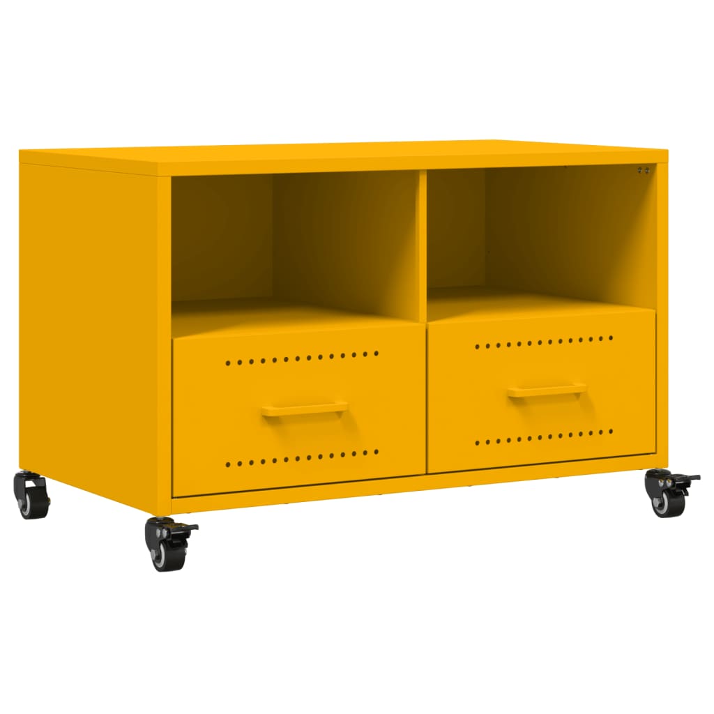 Meuble TV jaune moutarde 68x39x43,5 cm acier