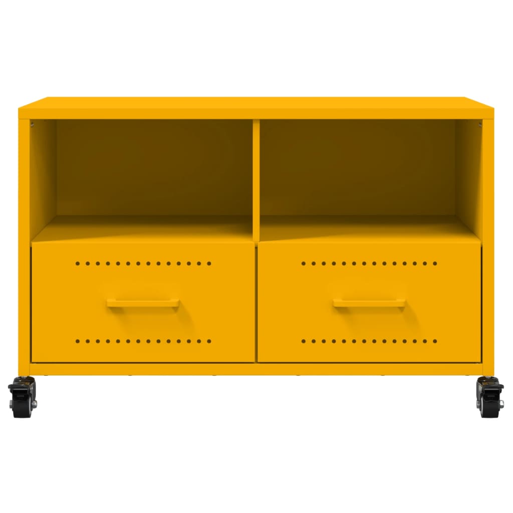 Meuble TV jaune moutarde 68x39x43,5 cm acier