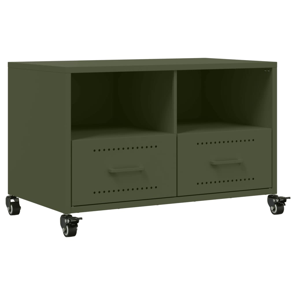 Meuble TV vert olive 68x39x43,5 cm acier