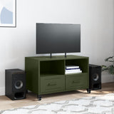 Meuble TV vert olive 68x39x43,5 cm acier