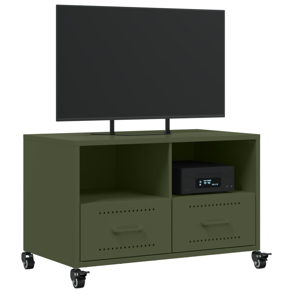 Meuble TV vert olive 68x39x43,5 cm acier