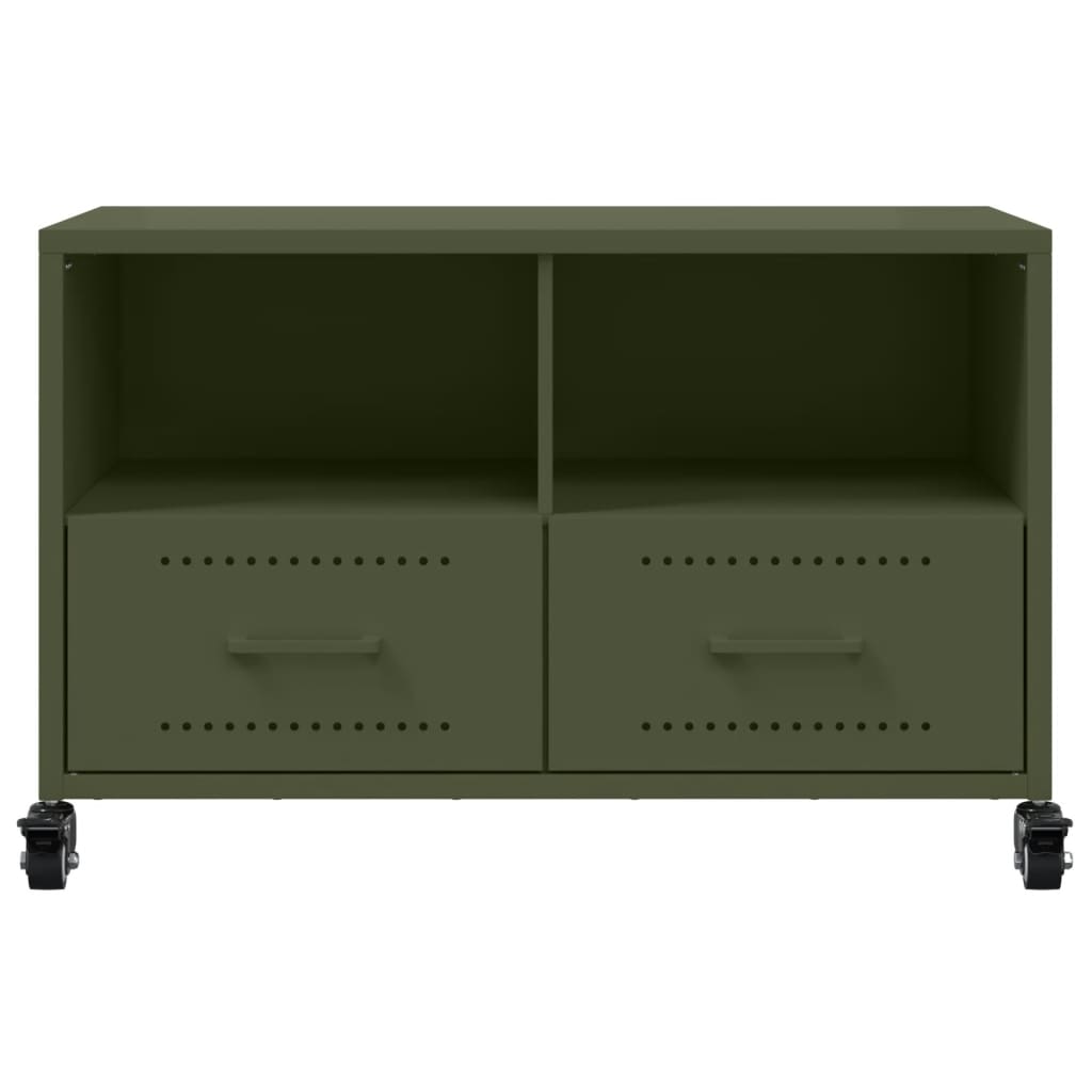 Meuble TV vert olive 68x39x43,5 cm acier