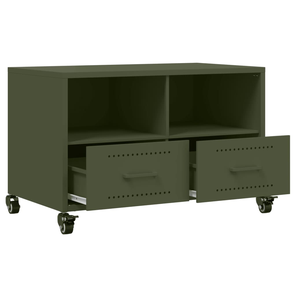 Meuble TV vert olive 68x39x43,5 cm acier