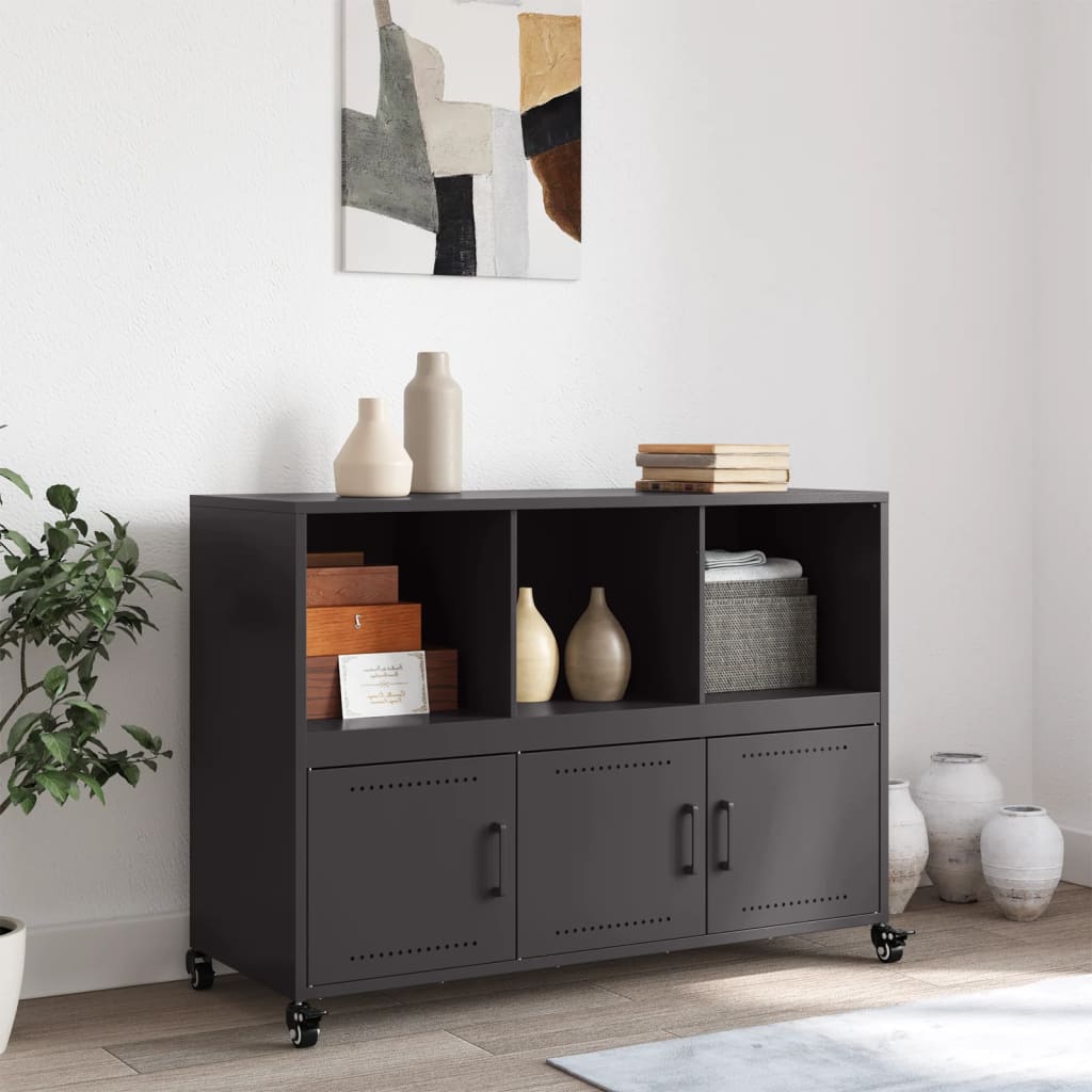 Buffet noir 100,5x39x72 cm acier