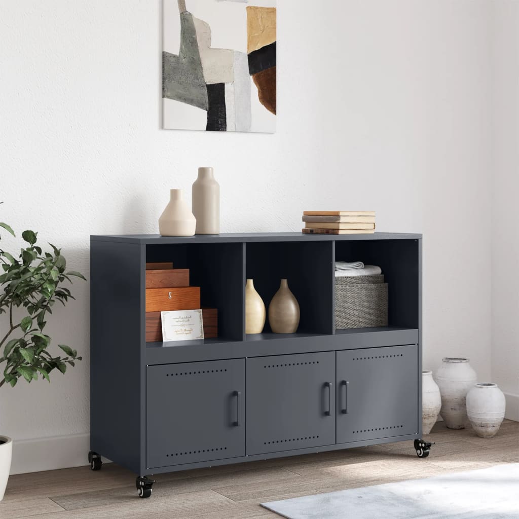 Buffet anthracite 100,5x39x72 cm acier