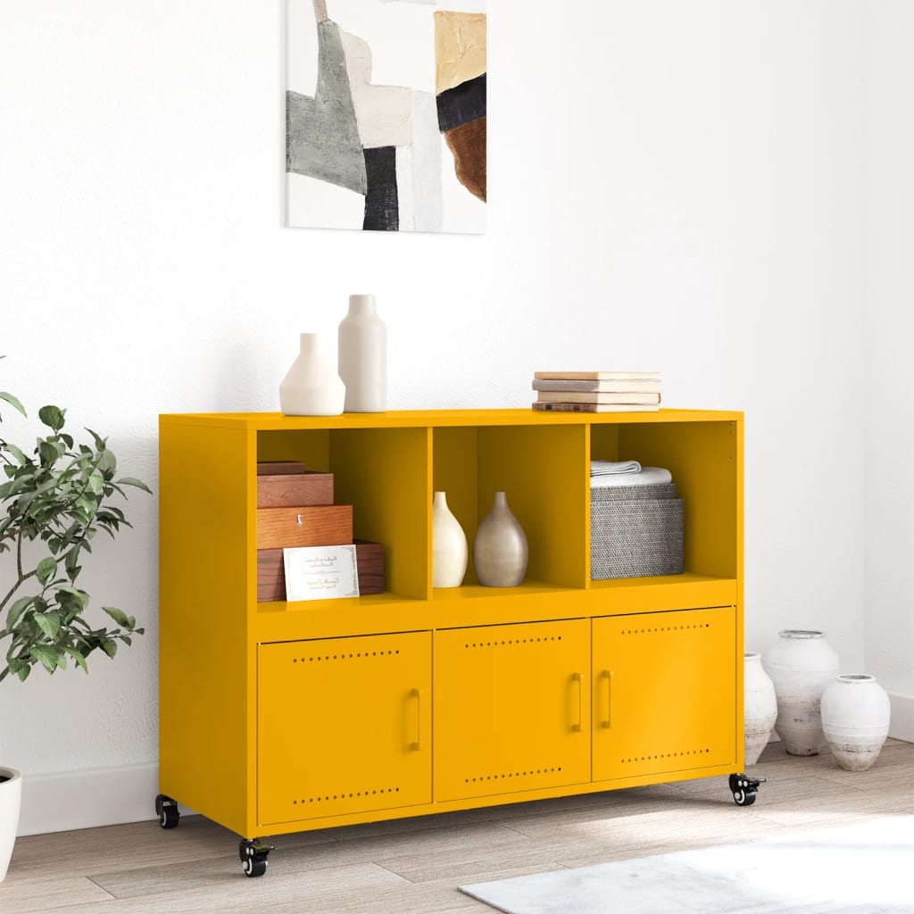 Buffet jaune moutarde 100,5x39x72 cm acier