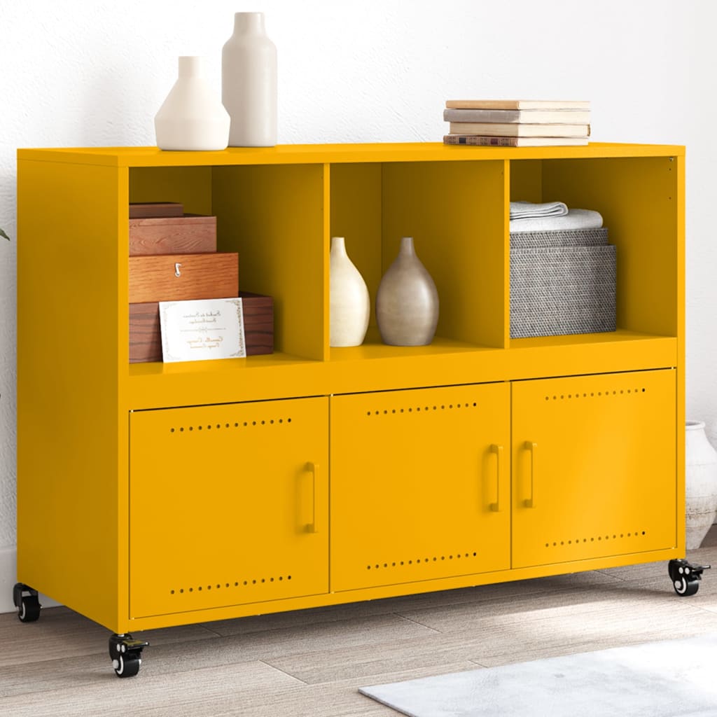 Buffet jaune moutarde 100,5x39x72 cm acier