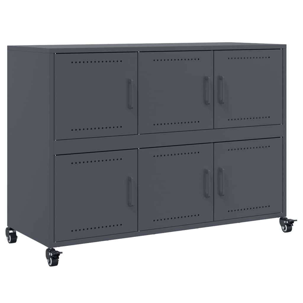 Anthrazitfarbenes Sideboard 100,5x39x72 cm aus Stahl