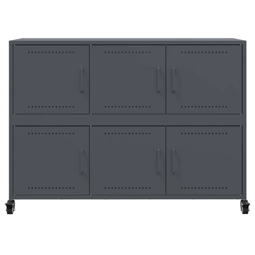 Anthrazitfarbenes Sideboard 100,5x39x72 cm aus Stahl