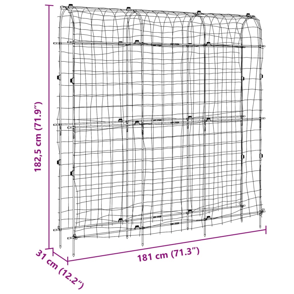 Treillis de jardin pour plantes grimpantes forme de U acier