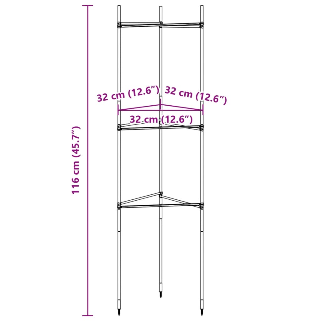 Cage à tomates 2 pcs 116 cm acier et PP