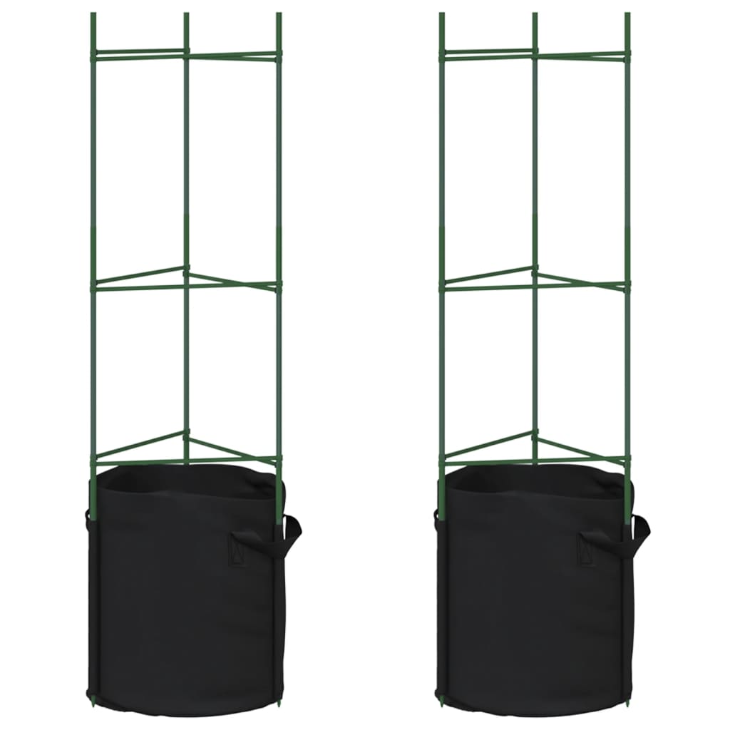 Cage à tomates avec sac à plantes 2 pcs 116 cm acier et PP