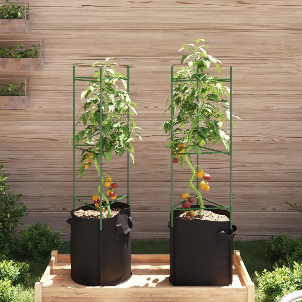 Cage à tomates avec sac à plantes 2 pcs 116 cm acier et PP