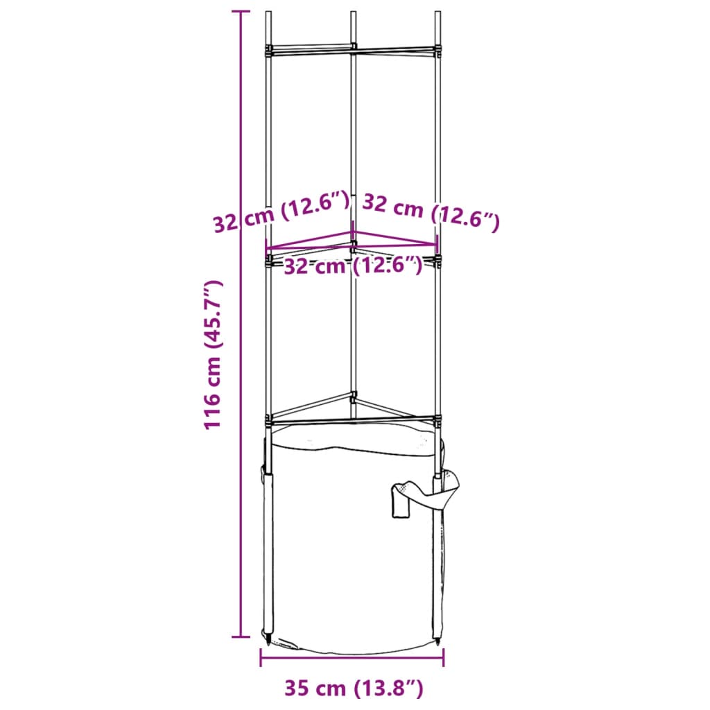 Cage à tomates avec sac à plantes 2 pcs 116 cm acier et PP