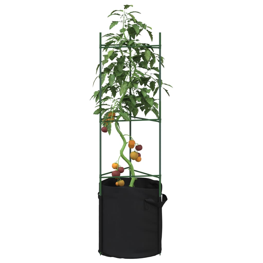 Cage à tomates avec sac à plantes 2 pcs 116 cm acier et PP