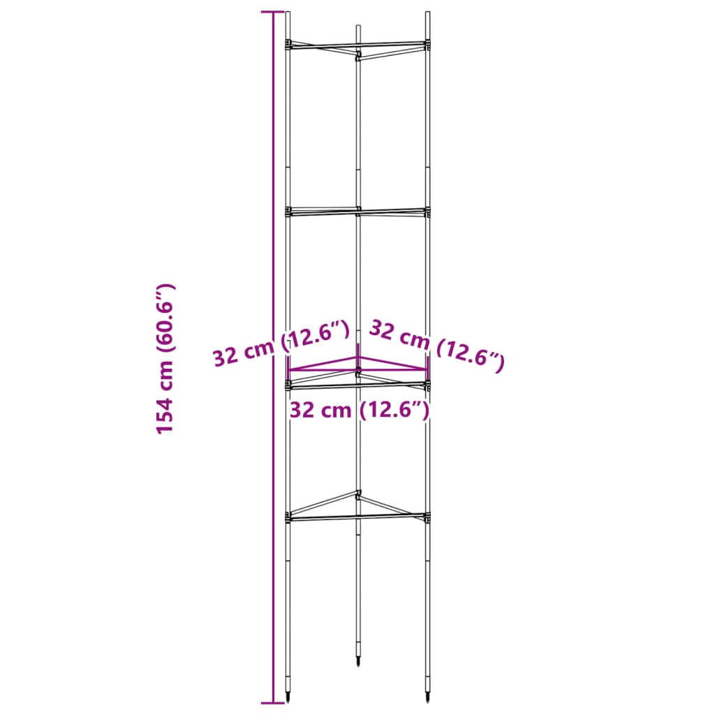 Cage à tomates 2 pcs 154 cm acier et PP