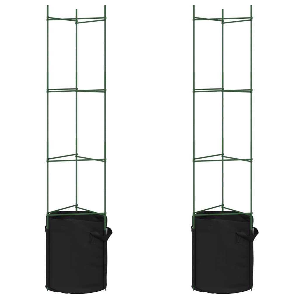 Cage à tomates avec sac à plantes 2 pcs 154 cm acier et PP