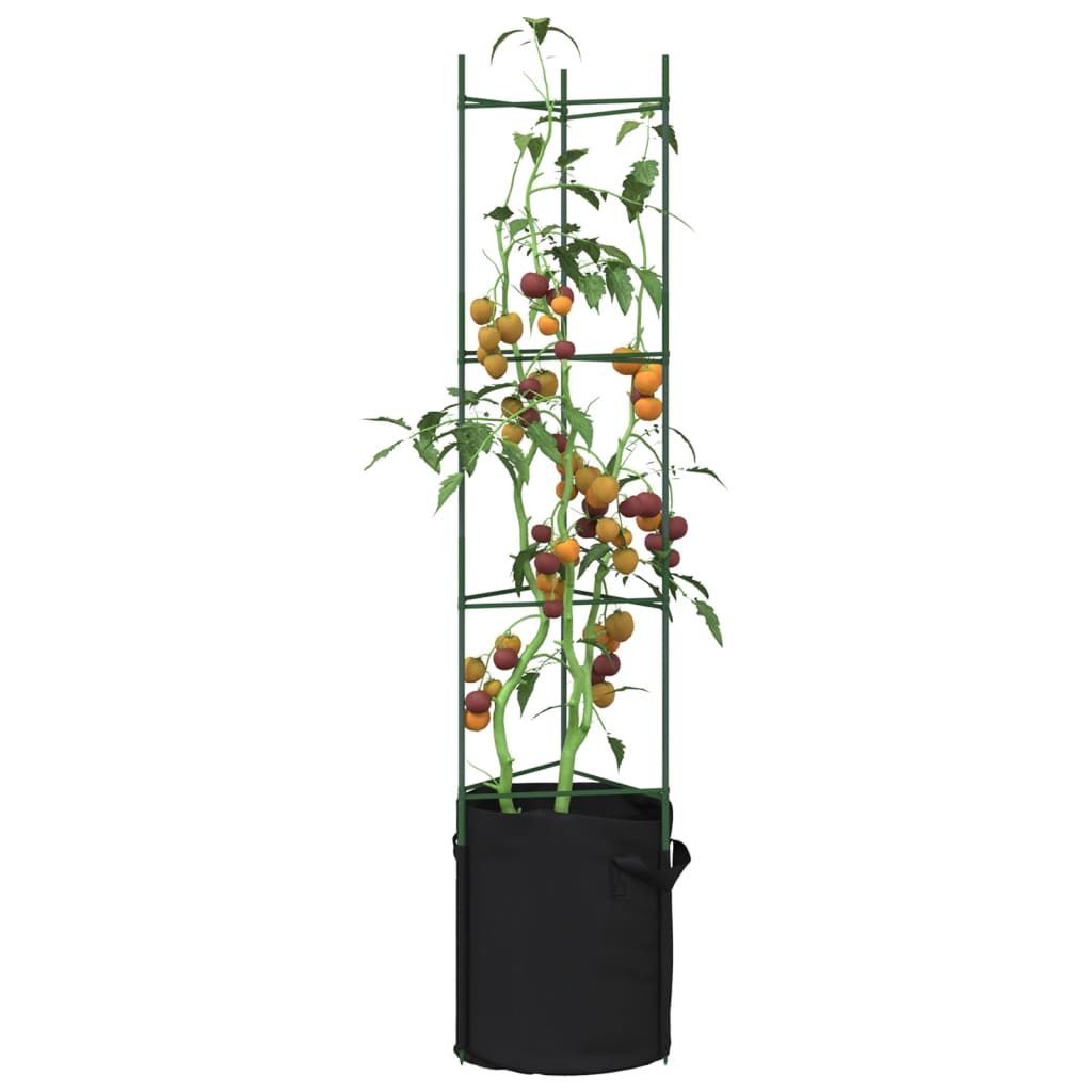 Cage à tomates avec sac à plantes 2 pcs 154 cm acier et PP