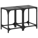 Tables basses avec dessus en verre noir 2 pcs 30x30x40 cm acier