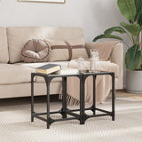 Tables basses avec dessus en verre noir 2 pcs 30x30x40 cm acier