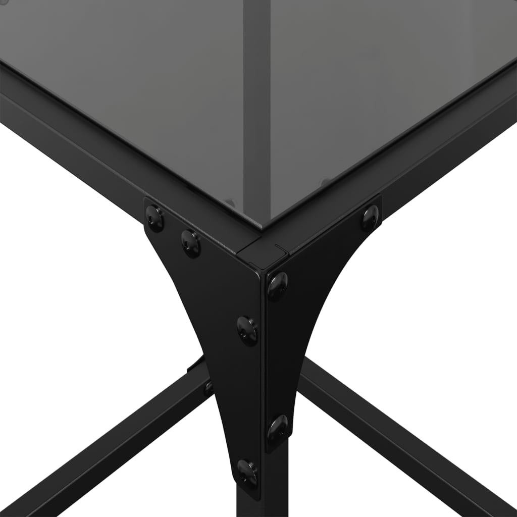 Tables basses avec dessus en verre noir 2 pcs 30x30x40 cm acier