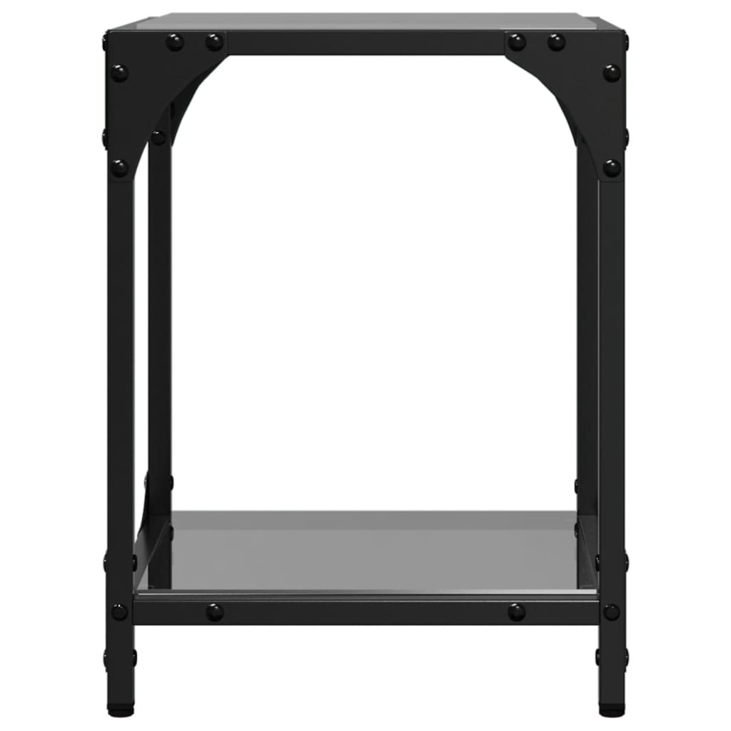 Tables basses avec dessus en verre noir 2 pcs 30x30x40 cm acier