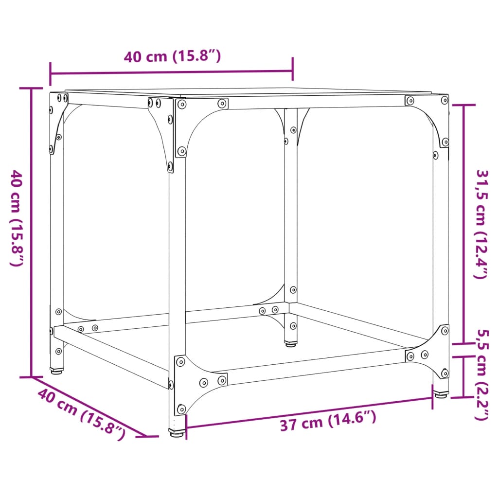 Tables basses avec dessus en verre transparent 2 pcs acier