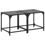 Tables basses avec dessus en verre noir 2 pcs 40x40x40 cm acier