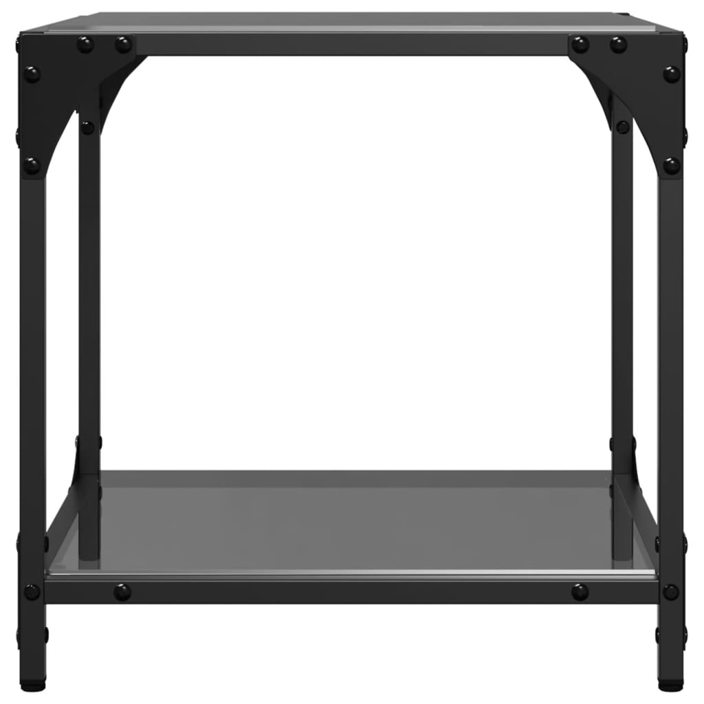 Tables basses avec dessus en verre noir 2 pcs 40x40x40 cm acier