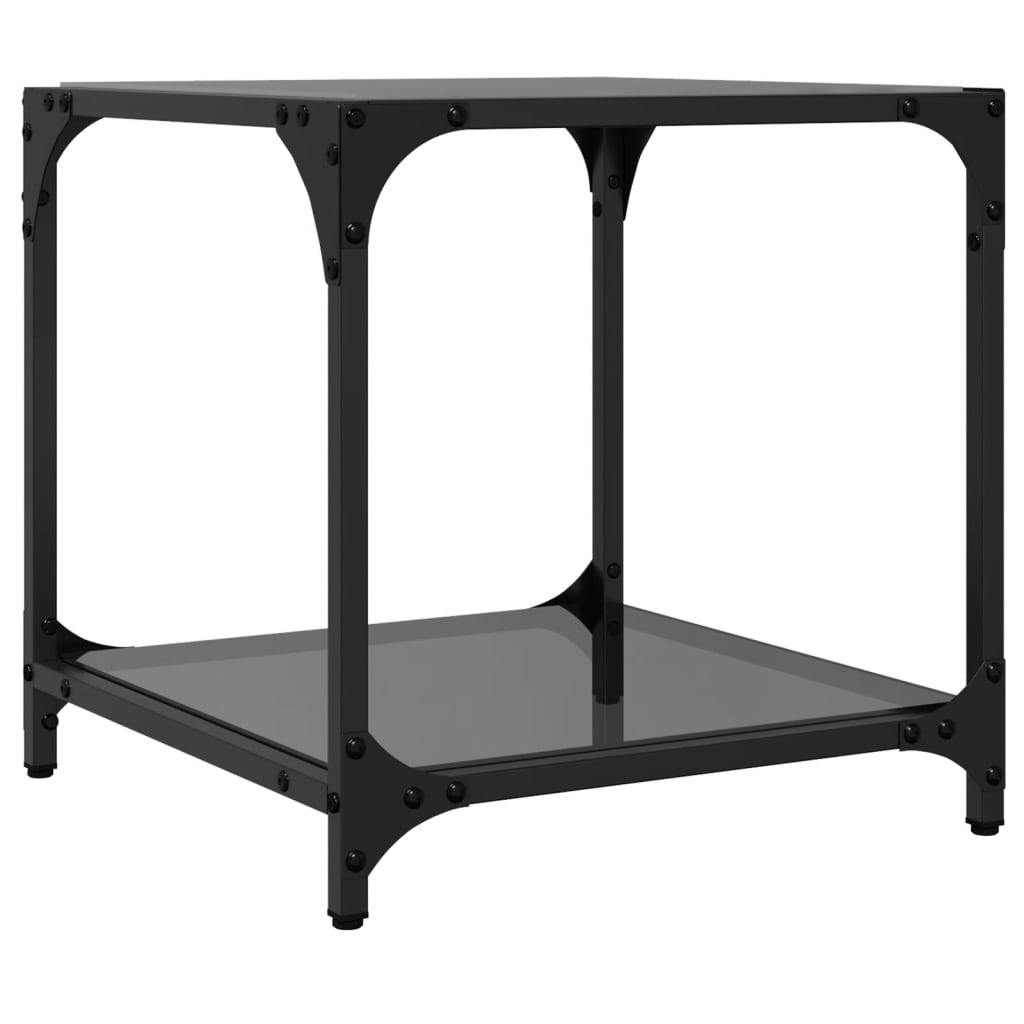 Tables basses avec dessus en verre noir 2 pcs 40x40x40 cm acier