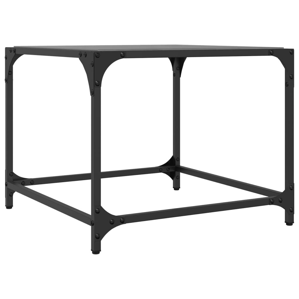 Tables basses avec dessus en verre noir 2 pcs 50x50x40 cm acier