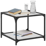 Tables basses avec dessus en verre transparent 2 pcs acier