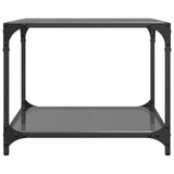 Coffee table with black glass top 50x50x40 cm steel