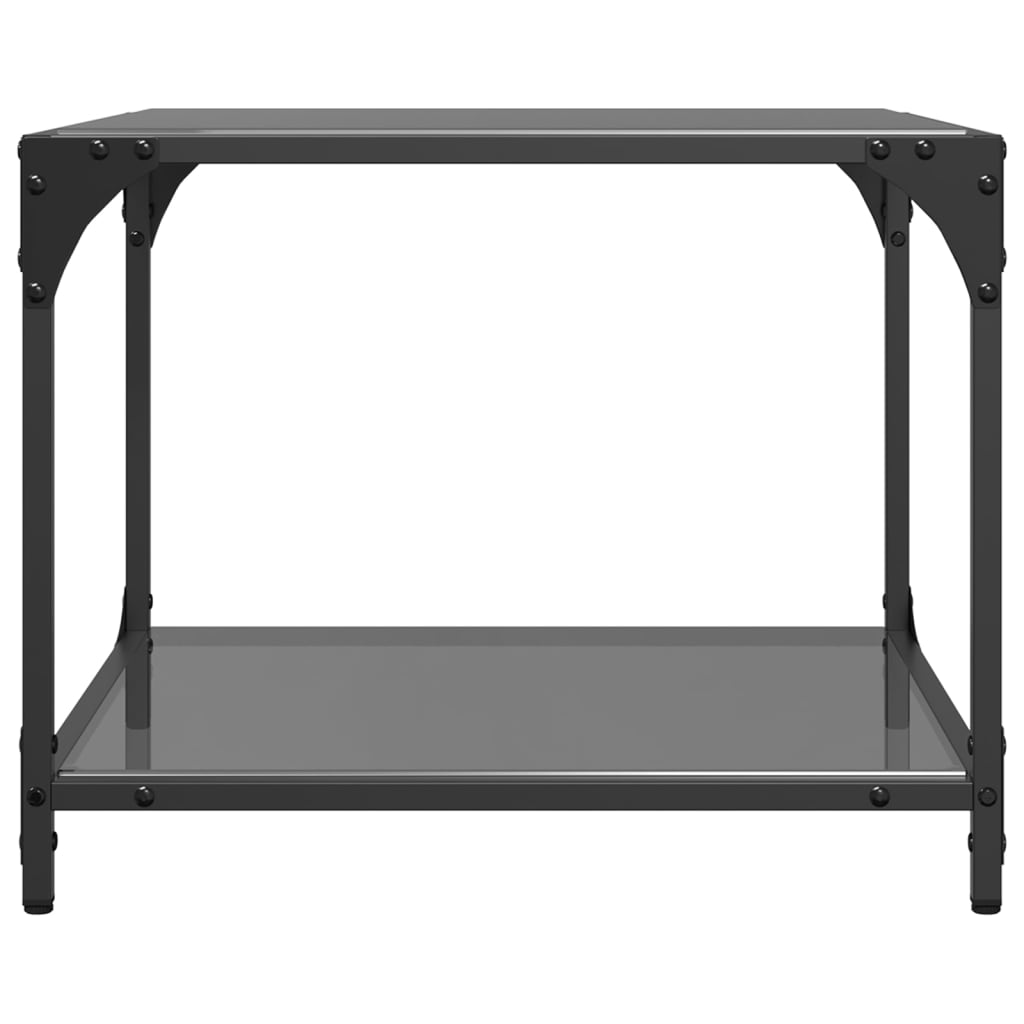 Coffee table with black glass top 50x50x40 cm steel