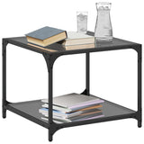 Tables basses avec dessus en verre noir 2 pcs 50x50x40 cm acier