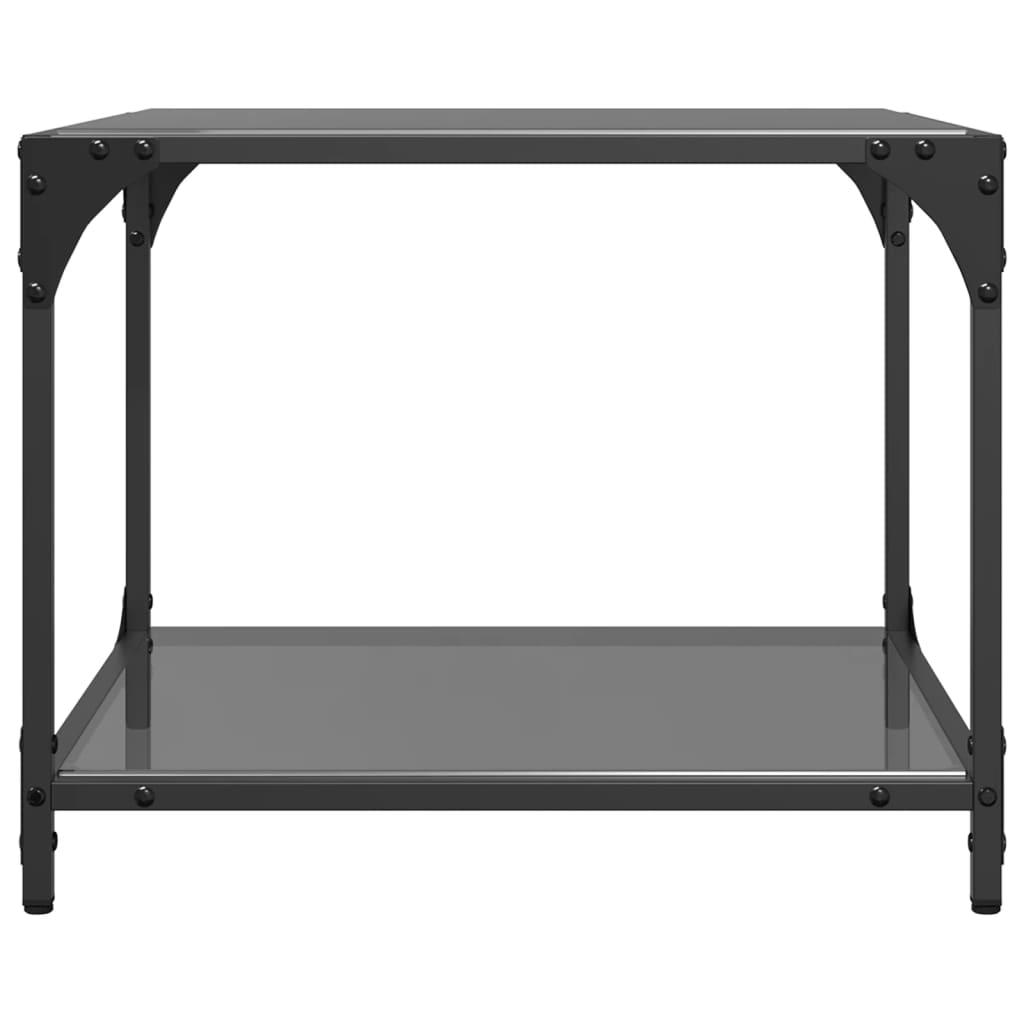 Tables basses avec dessus en verre noir 2 pcs 50x50x40 cm acier