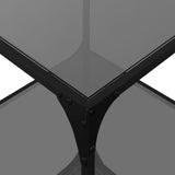 Tables basses avec dessus en verre noir 2 pcs 50x50x40 cm acier