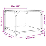 Tables basses avec dessus en verre noir 2 pcs 50x50x40 cm acier