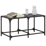 Table basse avec dessus en verre noir 78,5x40x40 cm acier