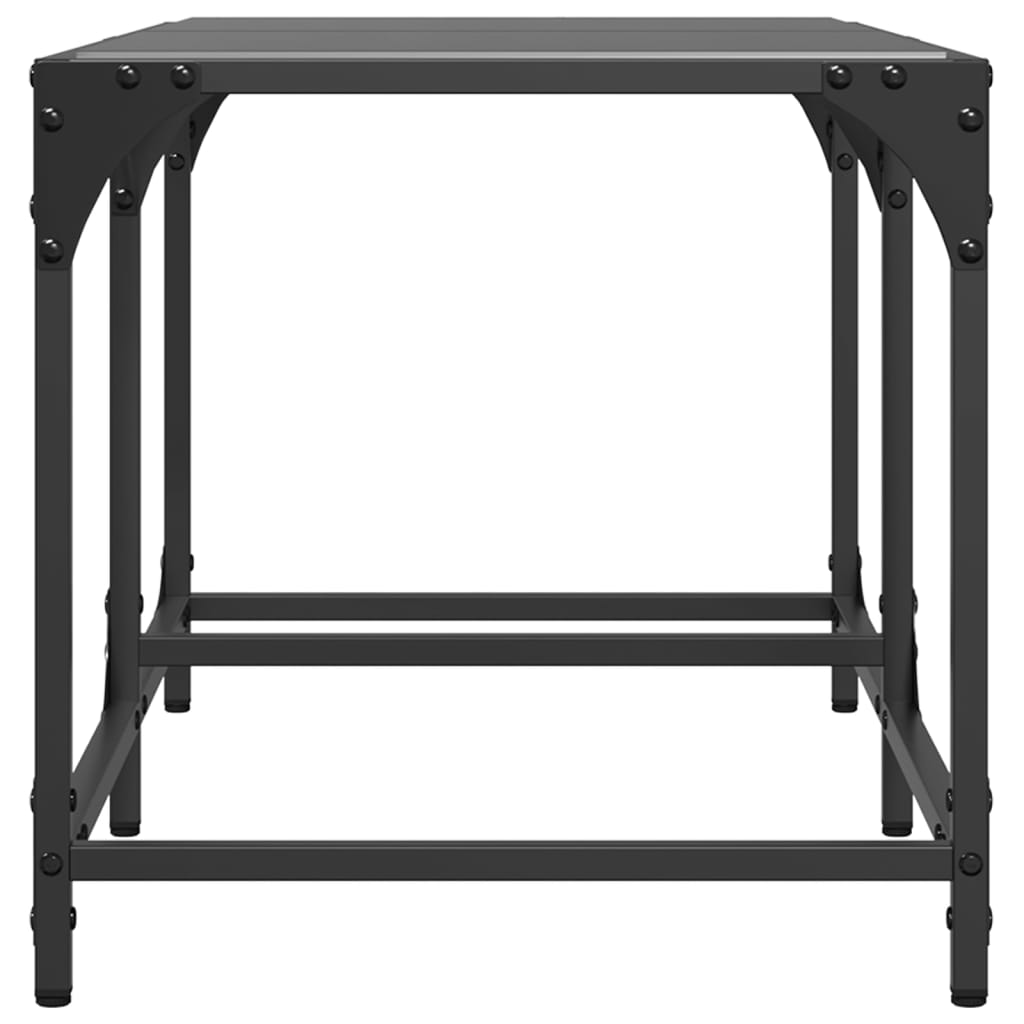 Table basse avec dessus en verre noir 78,5x40x40 cm acier