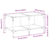 Table basse avec dessus en verre transparent 78,5x40x40cm acier