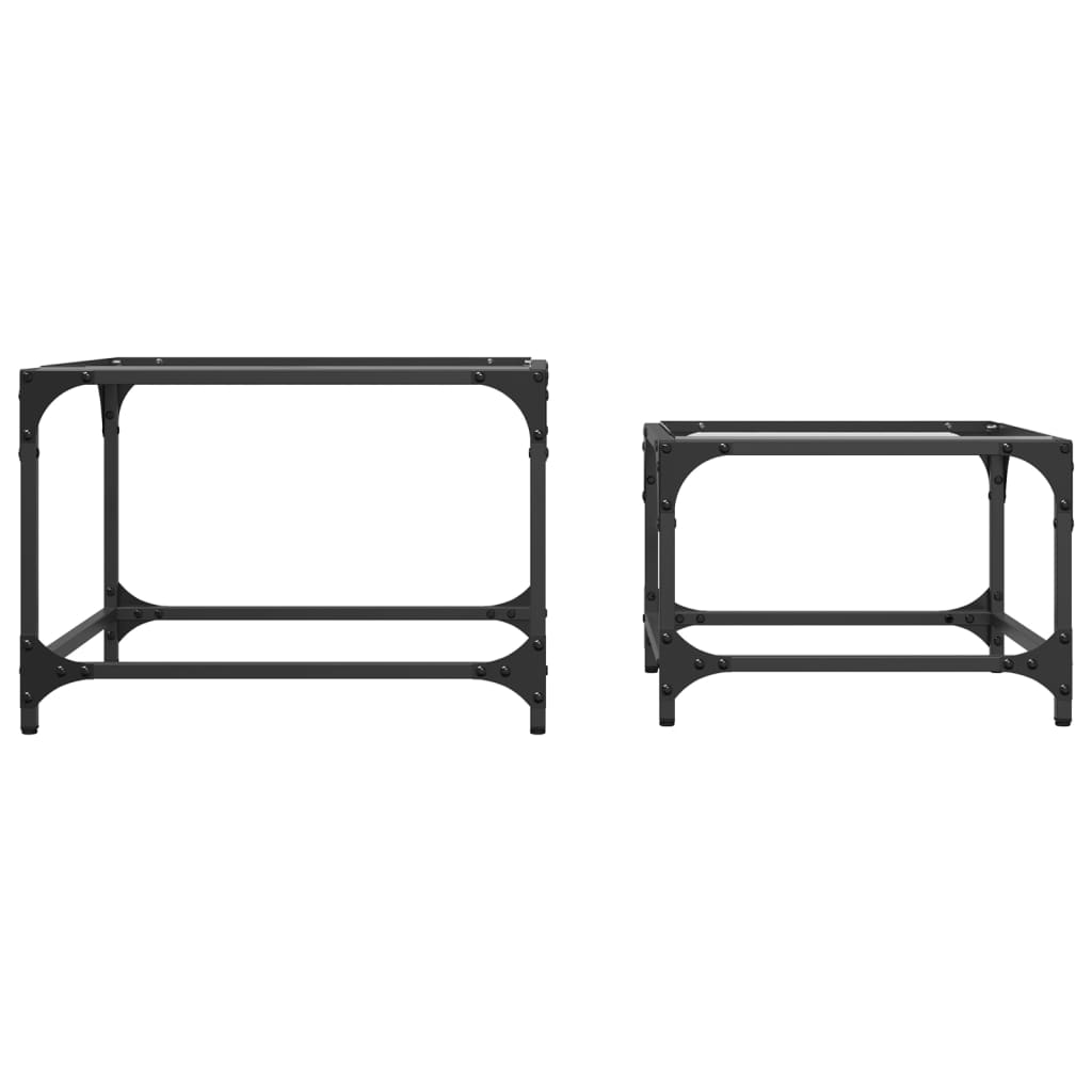 Nesting coffee tables 2 pcs clear glass top steel