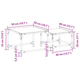 Tables basses gigognes 2 pcs dessus en verre transparent acier