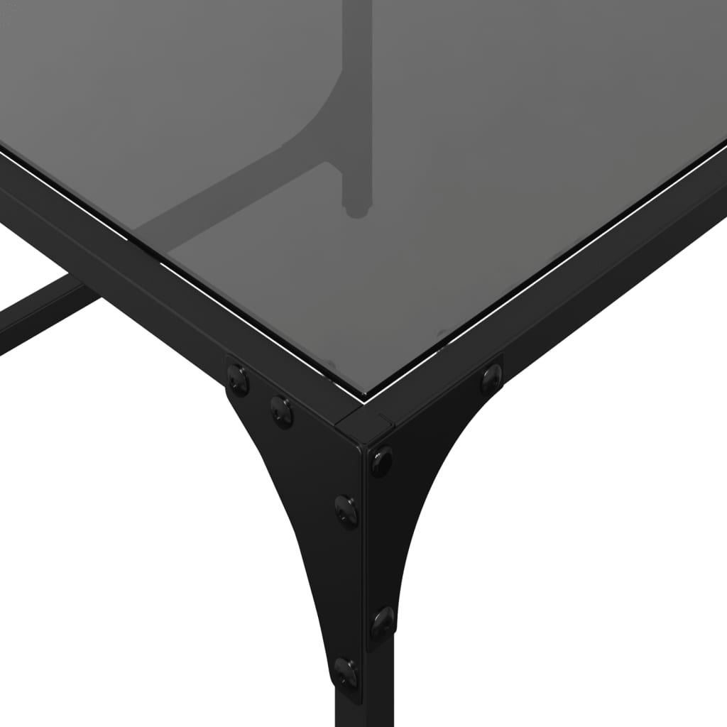 Nesting Coffee Tables 2 pcs Black Glass Top Steel