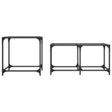 Nesting coffee tables 2 pcs clear glass top steel