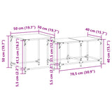 Tables basses gigognes 2 pcs dessus en verre transparent acier