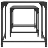 Nesting Coffee Tables 2 pcs Black Glass Top Steel