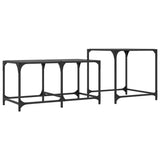 Nesting Coffee Tables 2 pcs Black Glass Top Steel