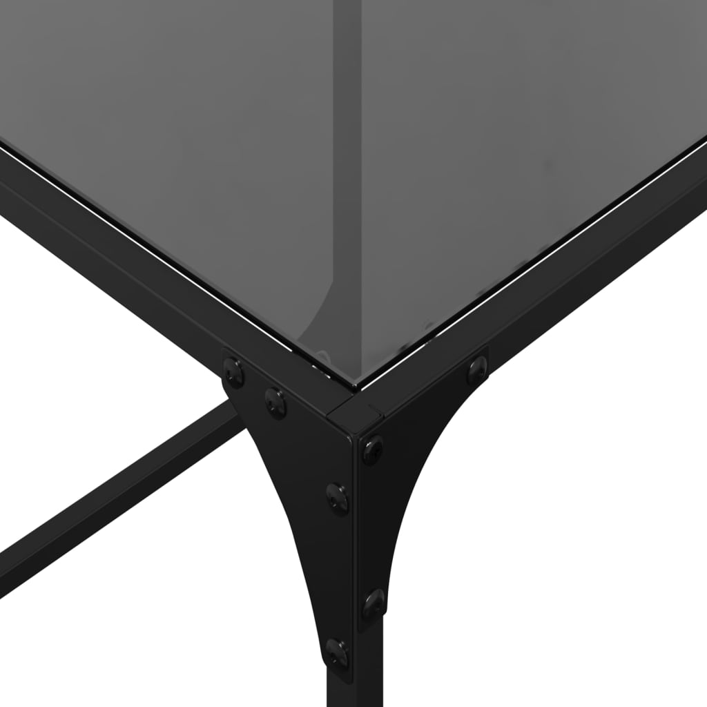 Nesting Coffee Tables 2 pcs Black Glass Top Steel