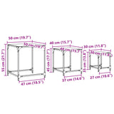 Tables basses gigognes 3 pcs dessus en verre transparent acier